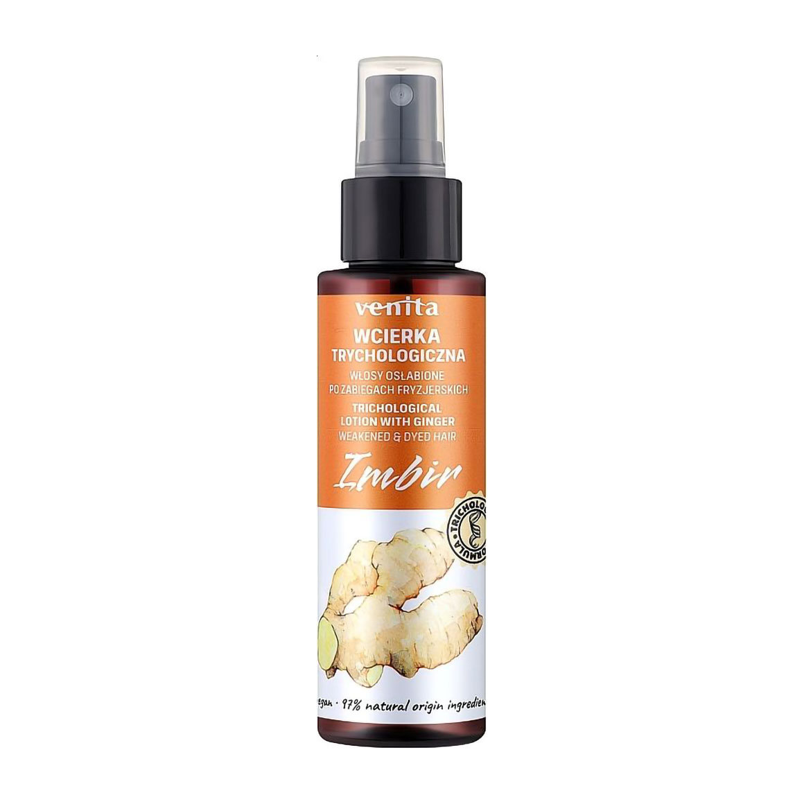Лосьйон Venita Trichological Lotion для ослабленого фарбованого волосся, з екстрактом імбиру, 100 мл
